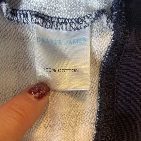 Draper James Natalie Sweatshirt Gingham Navy White Size M Checked Preppy Coastal - Picture 11 of 11